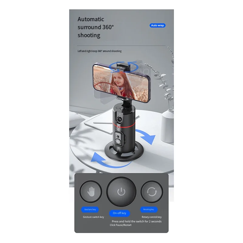 

-ABAB P02 360° Gimbal Stabilizer Desktop AI Automatic Tracking Gimbal With Remote For Smartphone Stabilizer