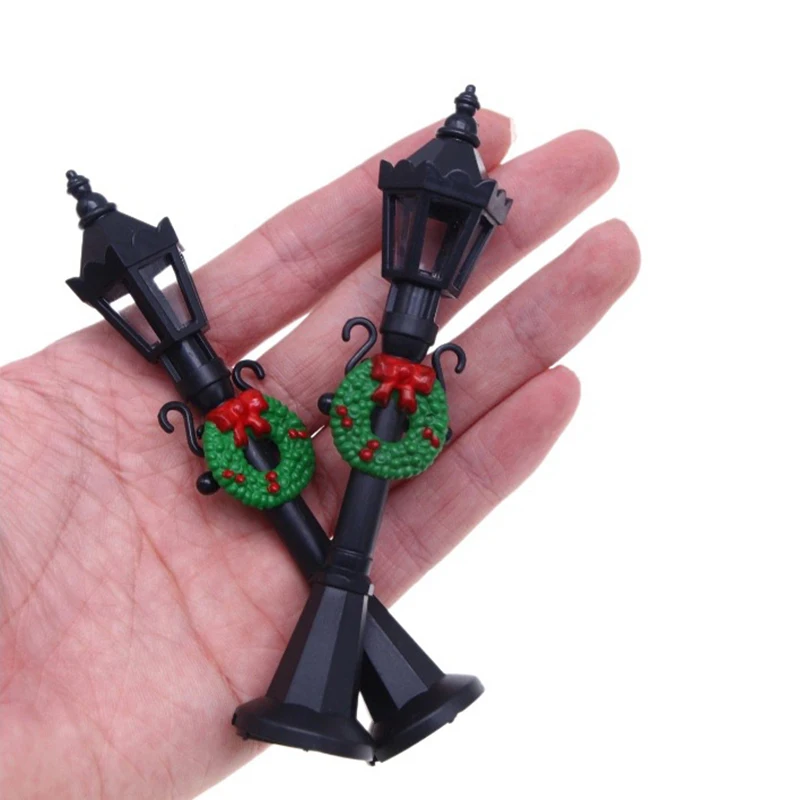 1 قطعة 1/12 دمية مصغرة عيد الميلاد بارك قرية مصباح الشارع دمية ضوء الشارع ديكور البلد لعبة ديكور المنزل ساحة حلية