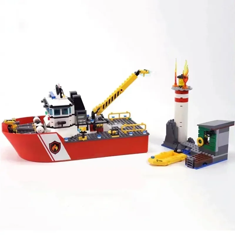 City Series Sea Cruise Boat Explore Fireboat Building Blocks Ship Model 60109 Assemble Brick Toy Gift For for Boys Girls Gifts