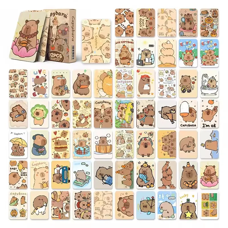 92 Stück Cartoon Tier Capybara doppelseitige Druckkarte Cartoon Lomo Karten HD Fotokarte Kinder Geschenk Sammlung Karten