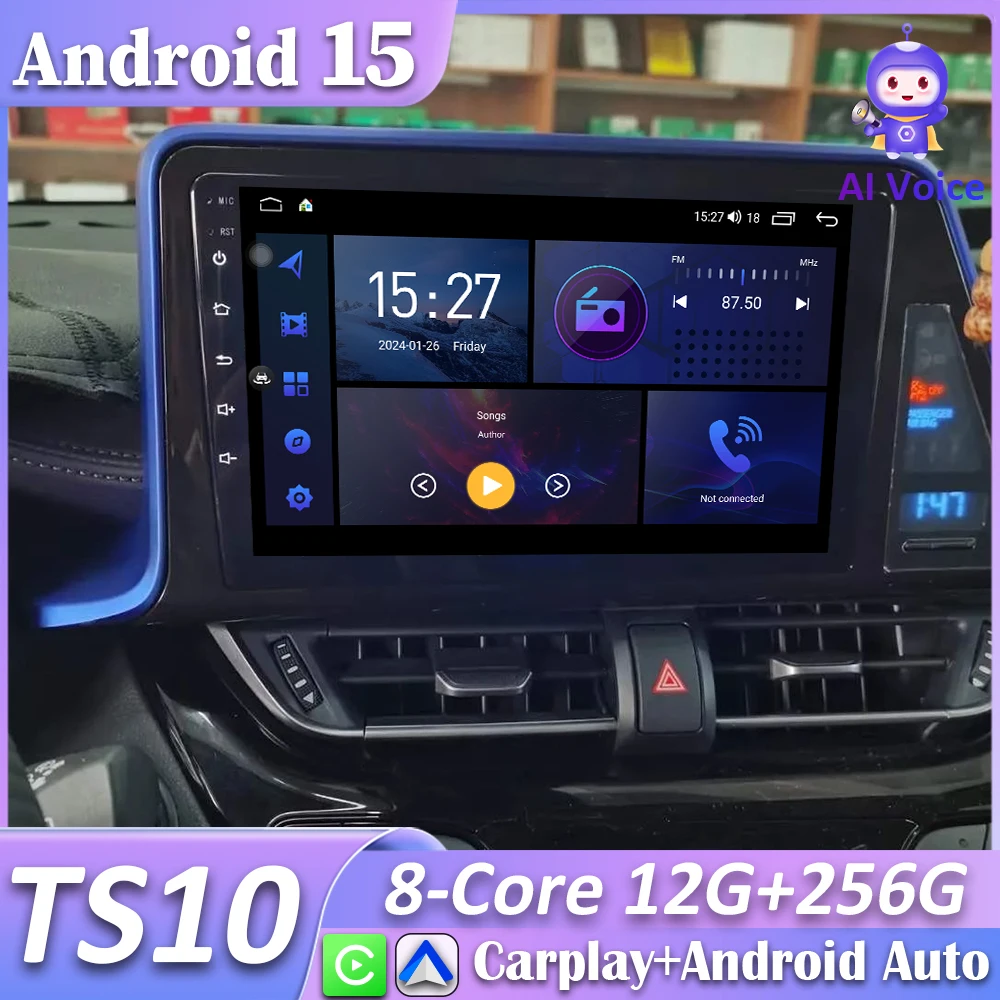 

Для Toyota CHR C-HR 2016 2017 2018 2019 Автомобильный радиоприемник Carplay Android 15 Экран GPS-навигация Android Авто Видео Bluetooth Без 2din