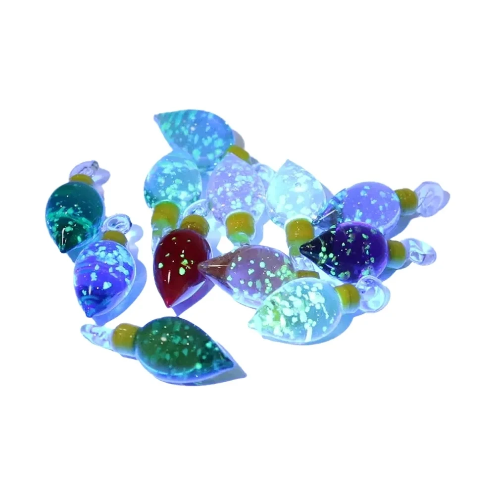 

2pcs Fluorescent Light Bulb Shape Charms Glass Pendant Mini Christmas Ornaments DIY Craft Supplies Handmade Lovers Holiday Gifts
