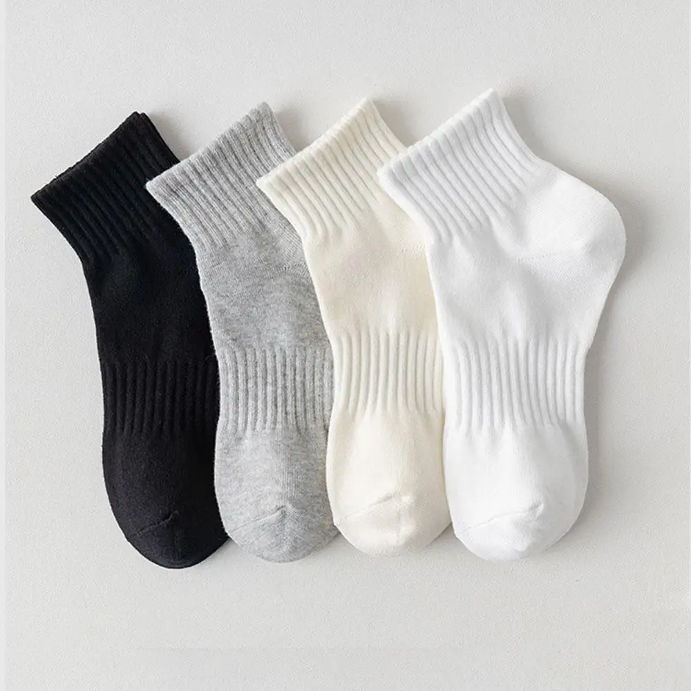 

5 Pairs Women White Socks Cotton Anti-slip Sports Socks Y2k Harajuku Lolita Short Socks Set