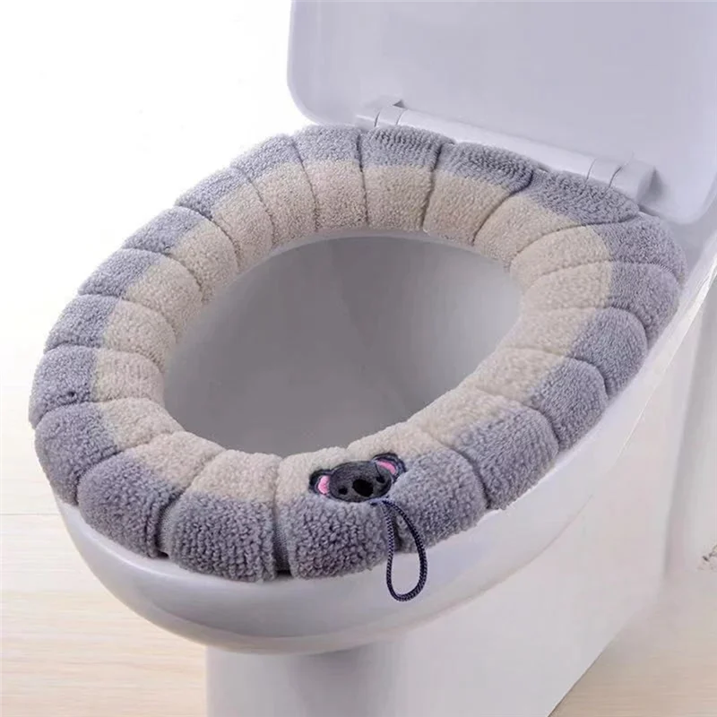 ABZV-funda Universal gruesa para asiento de inodoro de felpa para invierno, alfombrilla portátil lavable suave, almohadilla de baño con accesorios