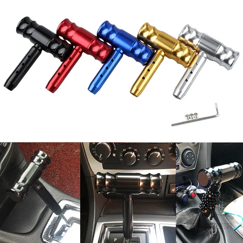 Universal 114mm Car Auto T Shape Aircraft Joystick Gear Shift Knob Aluminum Alloy Gear Shift Gear Shifter Stick Levers Head