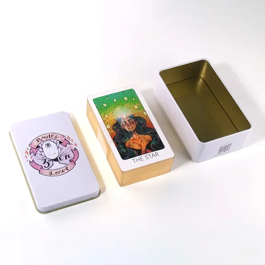 Eisenbox 10 x 6,3 cm Golden Edge Britts Third Eye Tarot-Kartenspiel 78 Stück Brettspiel