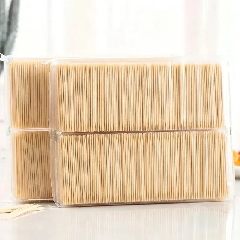 1000PCS Dual Head Bamboo Toothpicks Disposable Natural Wood Toothpicks Toothpick Fruit Food Party Teeth Cleaning Household Tool