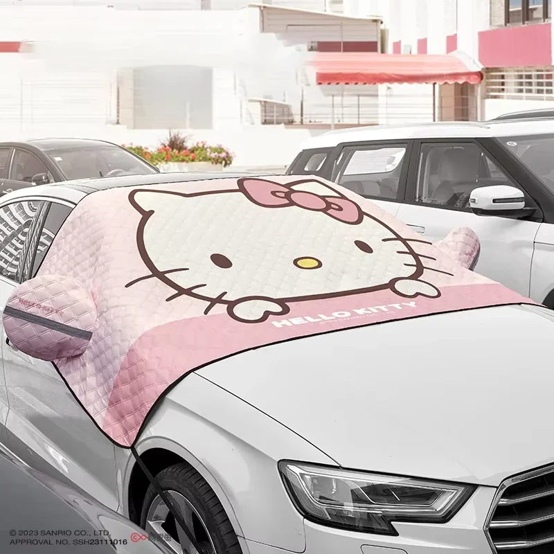 

Sanrio Snow Cover Car Sunscreen Anti-Frost Car Cloth Windshield Protection Cover Cartoon Hello Kitty Auto Accessories Gift