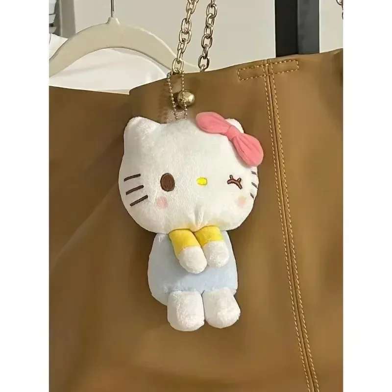 Sanrio hello kitty boneca de pelúcia dos desenhos animados anime bonito kt gato brinquedos mochila pingente chaveiro decoração do quarto presentes do feriado natal