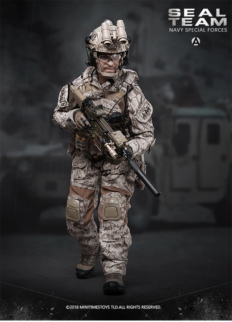 MINITIMES-US SEAL Team Soldier Action Figure, Forças Especiais da Marinha, Estatueta Masculina, Modelo Boneca, Brinquedo Colecionável, 12 ''Conjunto Completo, M012, 1:6