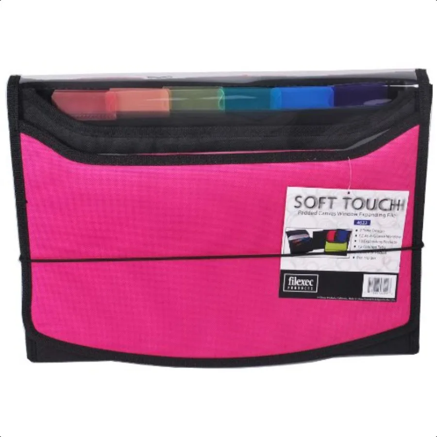 

Soft Touch Padded Canvas Window Expanding File 13 Pockets 1 Pack Hot Pink 462223