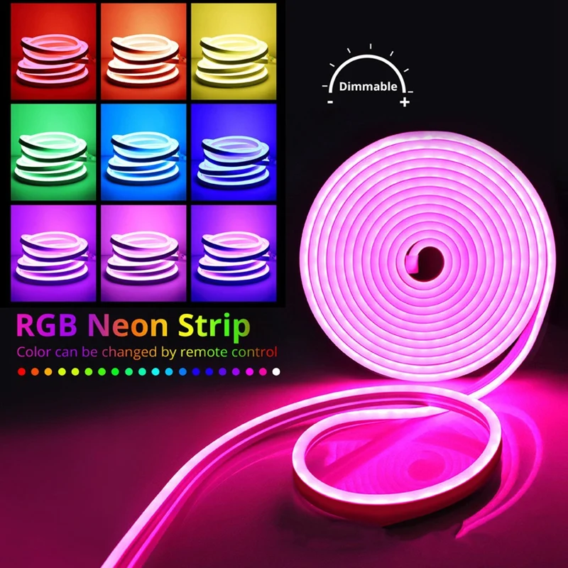 3535RGB 10 متر النيون Led قطاع أضواء 24 فولت سيليكون مقاوم للماء أضواء النيون المرنة لغرفة النوم مهرجان النيون تسجيل ديكور ذاتي الصنع الولايات المتحدة التوصيل