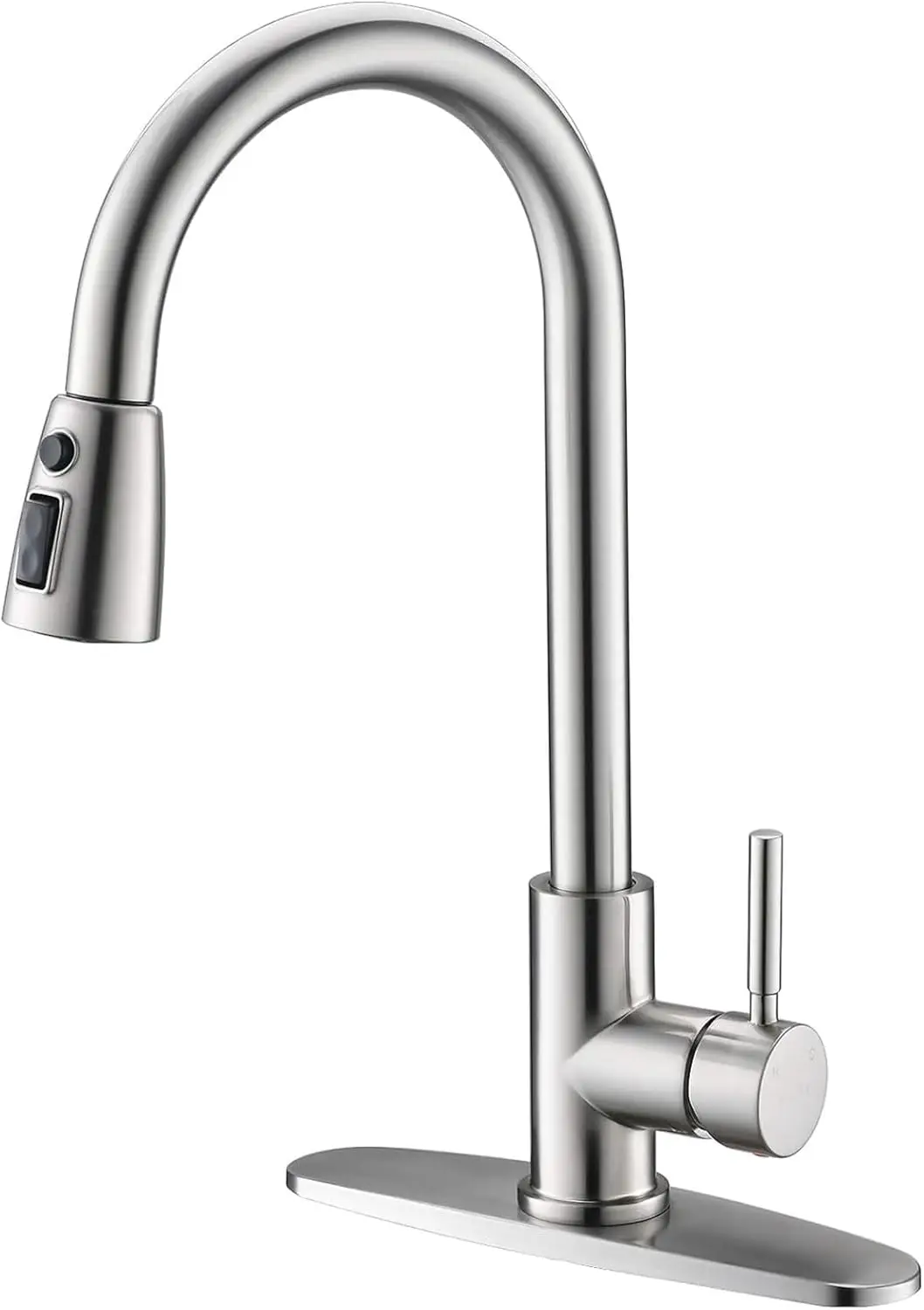 

Kitchen Faucet with Pull Down Sprayer, Brushed Nickel, High-Arc Pullout, Single Handle, for RV, Laundry, Utility Sinks