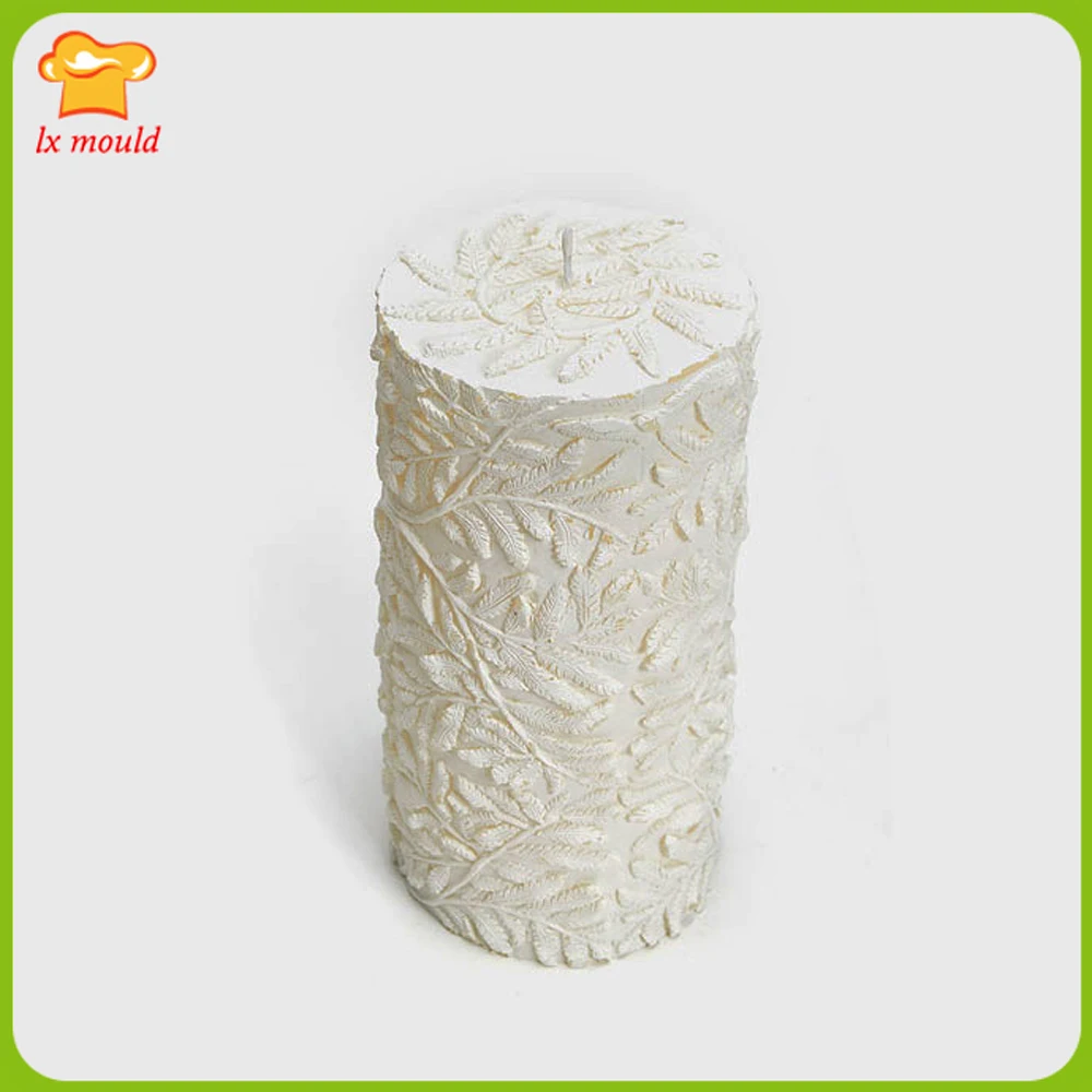 

LXYY Fern Embossed Cylindrical Candle Silicone Mold Leaf Grain Candle Moulds