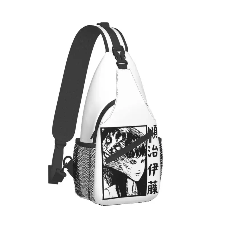 Tomie Junji Ito Manga Sling Bolsa Peito para Homens, Mochila de Ombro Crossbody, Cara de Terror Uzumaki, Viagem, Caminhada