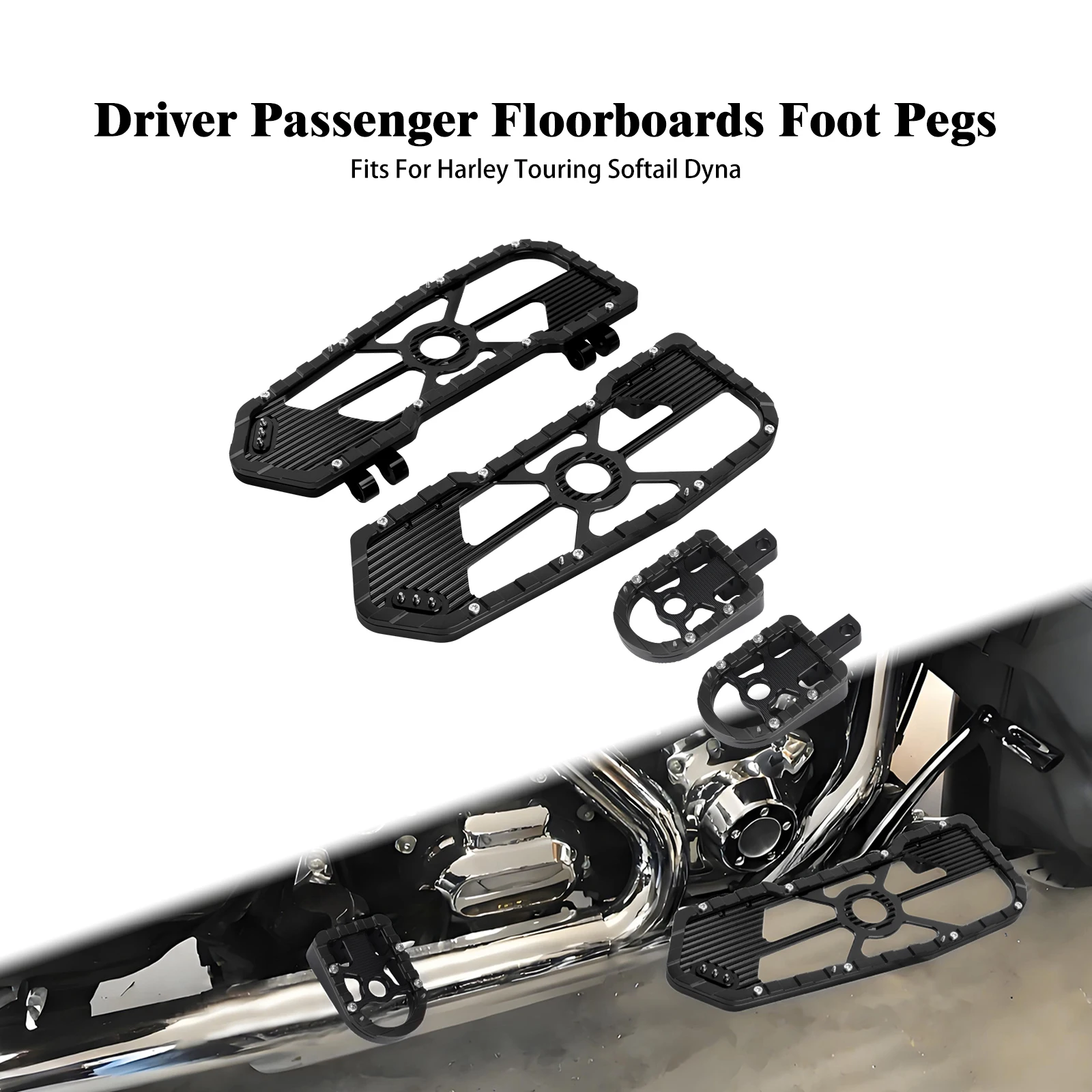 

Motorcycle Footrest Driver Passenger Floorboards Footpegs For Harley Softail Fat Boy Touring Road Glide Street Glide 1986-2025