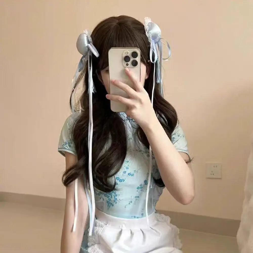 

Lace Bow Chun-Li Hair Bun Clip Cloth Cheongsam Headdress Chinese Style Hairpin Barrettes Hair Accessories Cosplay Headwear