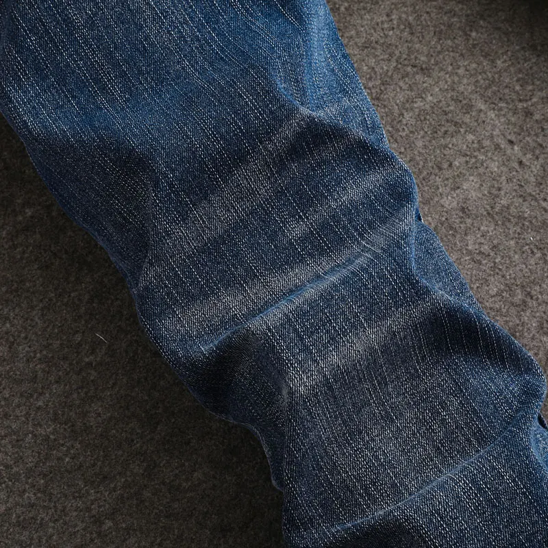 Fashion Designer Men Jeans High Quality Stretch Slim Fit Ripped Jeans Men Trendy Trousers Retro Blue Vintage Denim Pants Hombre
