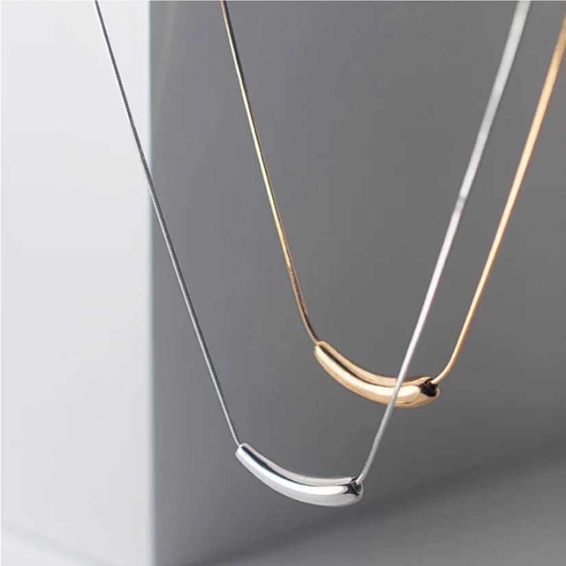 316L Stainless Steel Fashion Fine Jewelry Casual Minimalism Curve Charms Snake Bone Chain Choker Necklaces Pendants For Women