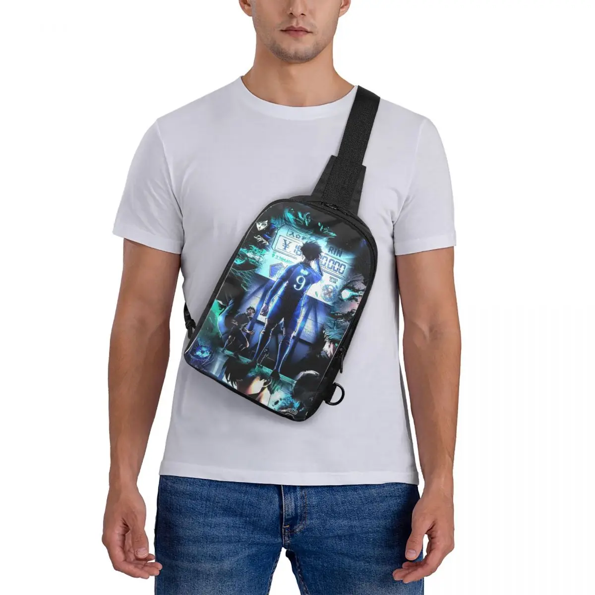 

Rin Itoshi Blue Lock Football Chest Bag Crossbody Backpack Sling Shoulder Bag For Men Travel Hiking Daypack