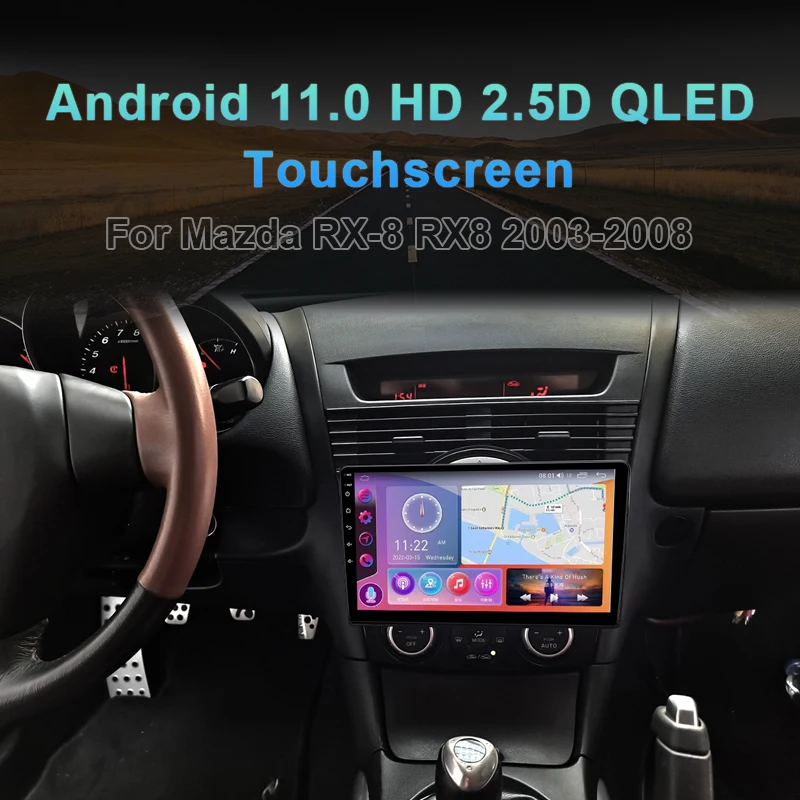 MAMSM Android 13 2K Car Radio For Mazda RX-8 2003 2004-2008 Video Multimedia Bluetooth Player Navigation GPS 4G Carplay stereo