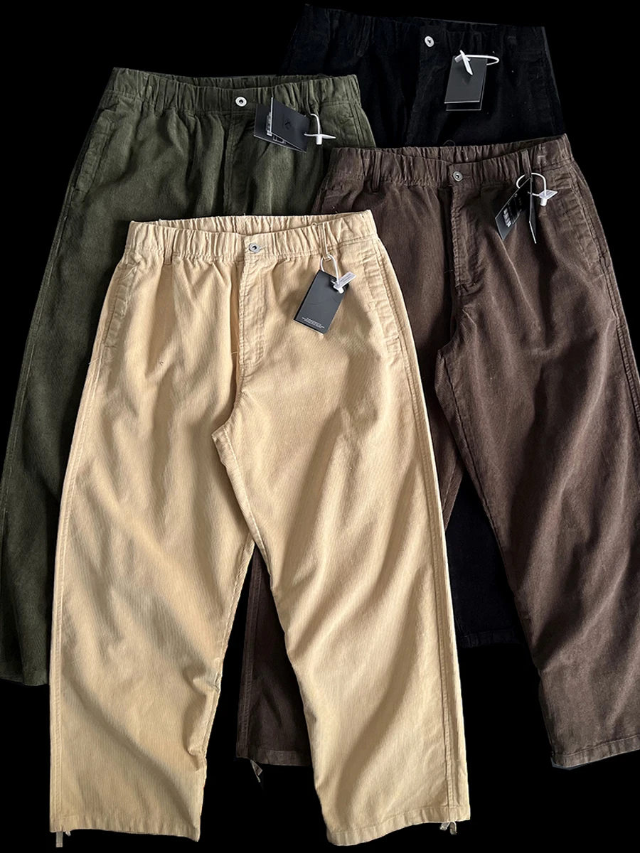 

High-Quali Vintage Japanese Sle Loose Straight Leg Pants Casual Corduroy Loose Fit Versatile Micro Cone Leisure Long Trou...