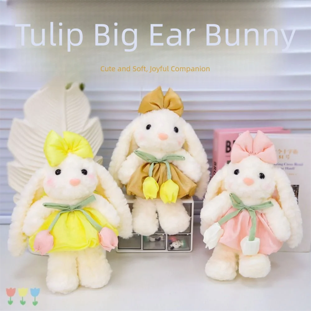

Креативная кукла-кролик с большими ушками, галстук-бабочка, мягкие мягкие игрушки, кролик, мультяшный интерактивный кролик, подарки