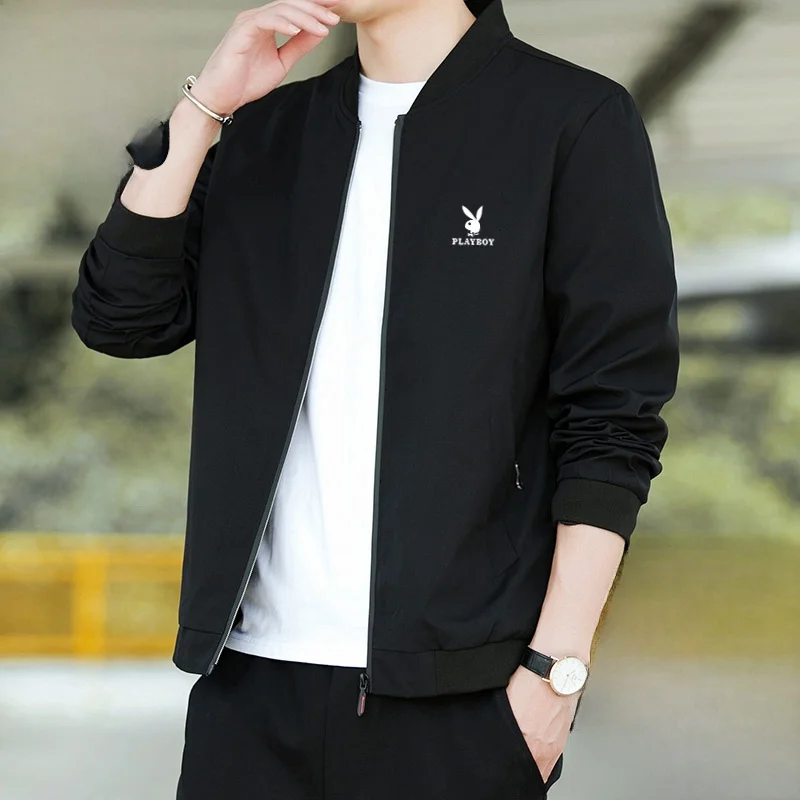 

Мужская повседневная куртка-бомбер на весну-осень, новая модель, однотонная, универсальная, с воротником-стойкой, для осеннего гардероба