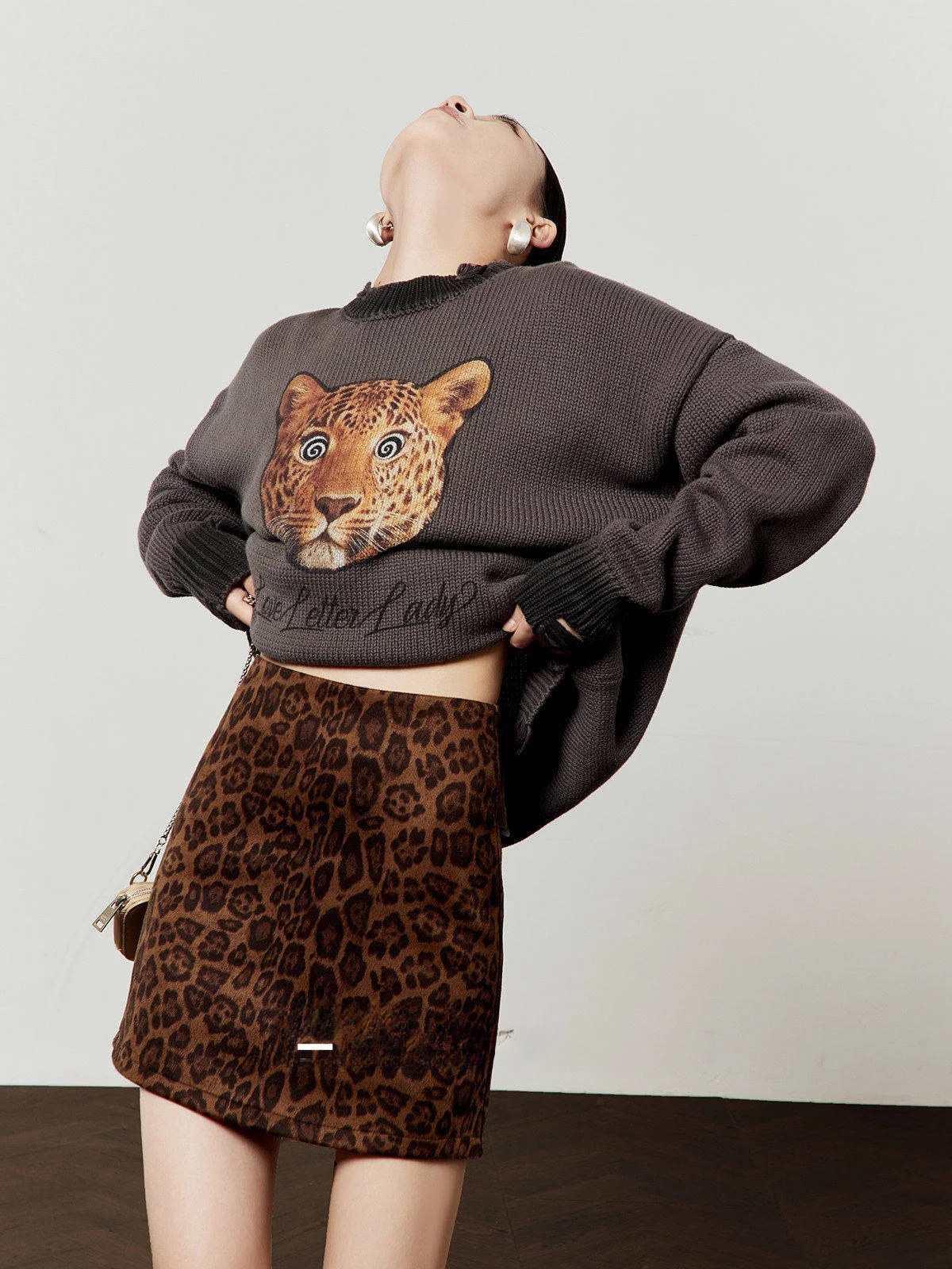 

ay Knitted Loose Women's Sweater Spring New Sle Vintage Dizzy Leopard Print Casual Top by Zhou Li Wu