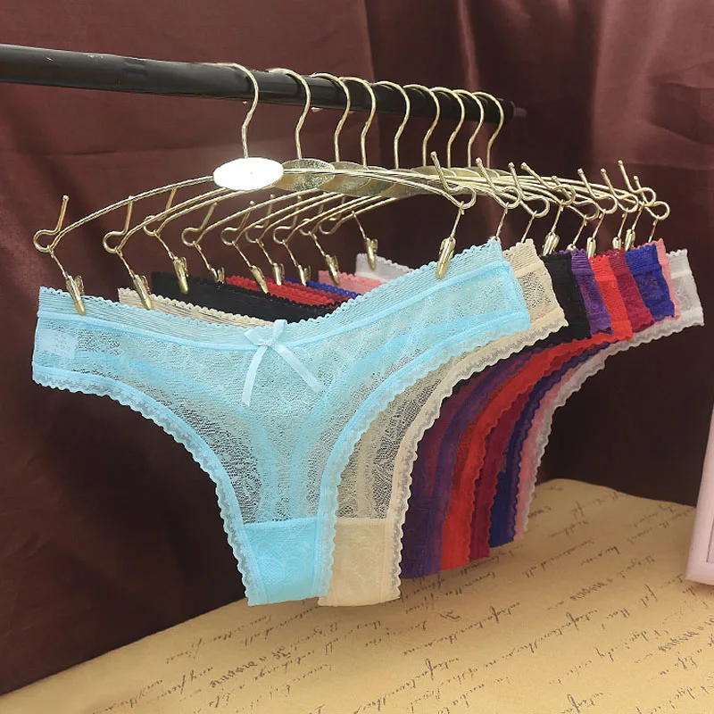 Sexy Women Thongs Lingerie Thin Transparent Panties Lady Low Waist Underwear Breathable Seamles Briefs Female Lace G-String