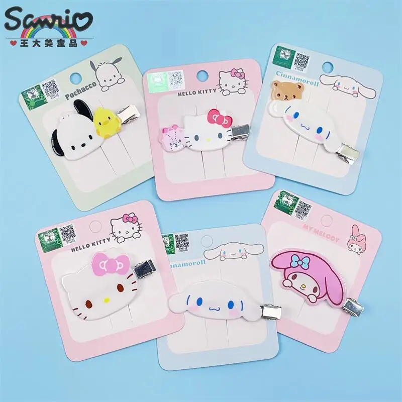 

Hello Kitty Cartoon Hairpin Sanrio Cinnamoroll Mymelody Kuromi Girls Bangs Clip Without Trace Hairpin Children Hair Accessories