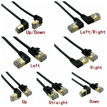 UTP 이더넷 네트워크 케이블, 90 도 위 아래 왼쪽 오른쪽 각도, 노트북 ADSL 모뎀용, RJ45 패치 LAN 짧은 케이블, CAT6 CAT7 