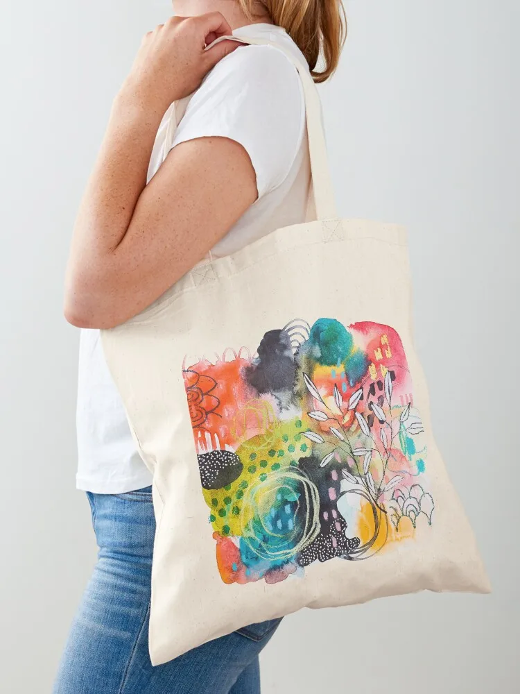 

Colorful Place - Abstract watercolor with leaves Tote Bag ecological bags cute tote bag Lady bags reusable shopping bags