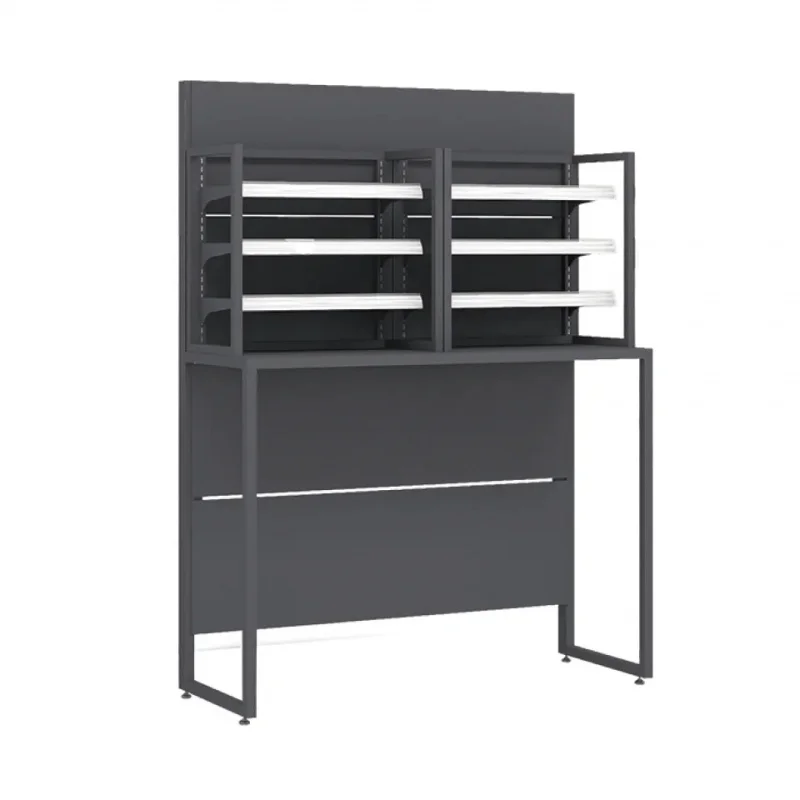 custom.King Display Metal Supermarket Rack Double-Sided Light Duty Display Stand Single Shelves Space-Saving Design Freestanding