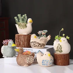 Mini Bird Shape Flowers Pots Cartoon Animals Flower Planter Succulent Plant Flowerpots Garden Decoration Home Decor Ornament