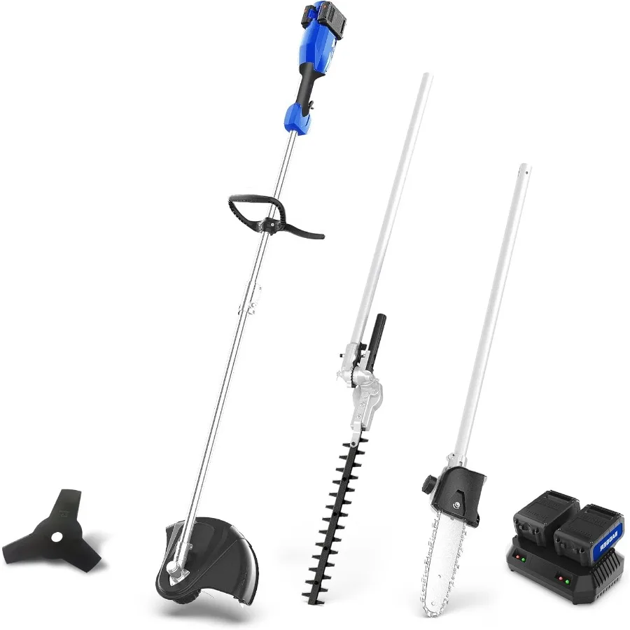 

40V Cordless Weed Wacker String Trimmer Edger Hedge Trimmer and Brush Cutter Blade Pole Saw Attachment Capable 4in1 MultiTool K