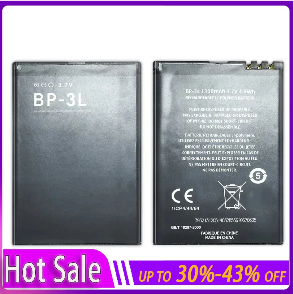 Cell Phone Battery for NOKIA Lumia, ABV Brand, BP-3L, BP3L, 710, 610, 303, 3030, 510, 603, 610C, 1300mAh, Hot Sale Baterij + NO