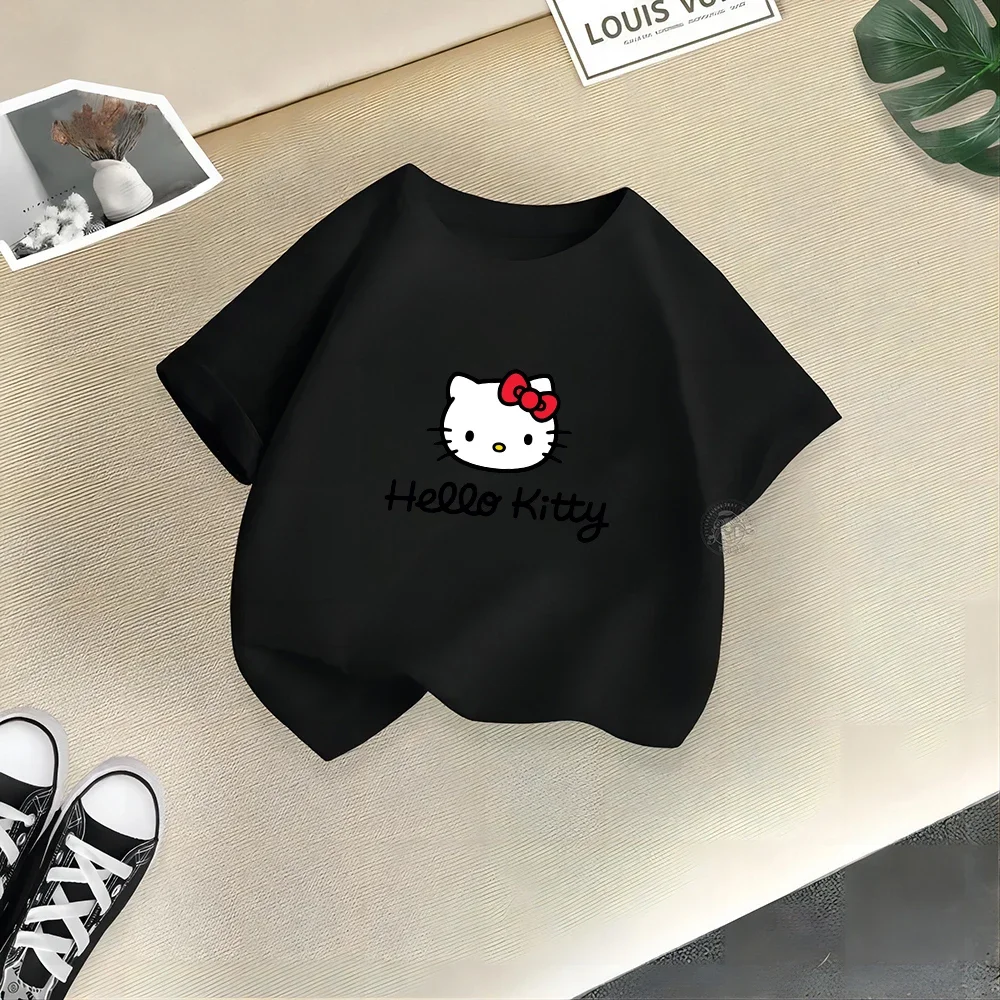 Cute Sanrio Clothing Summer Fashion Hello Kitty Cotton T-shirt for Baby Girls Cartoon T-shirt for Baby Girls Short Sleeved Casua