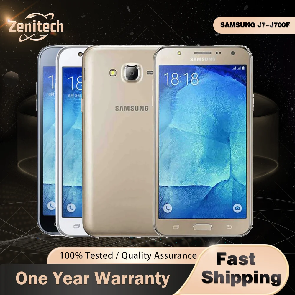 Original Samsung Galaxy J7 J700F 4G Mobile Phone Dual SIM 5.5" 1.5GB RAM 16GB ROM Global Version 13MP+5MP Octa Core CellPhone
