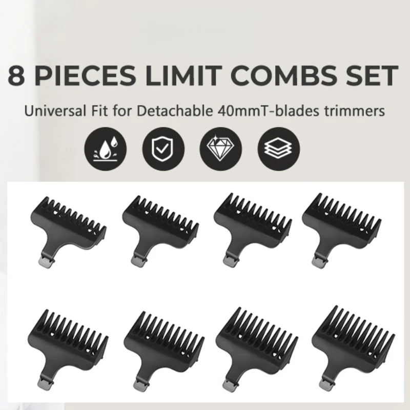 8-teiliges Set Barttrimmer-Führungskämme für Wahl 40mm Abnehmbare T-Blade Serie Haarschneidemaschinen Begrenzungskämme 9818/9864/9888/9898/9816 – Detail 1