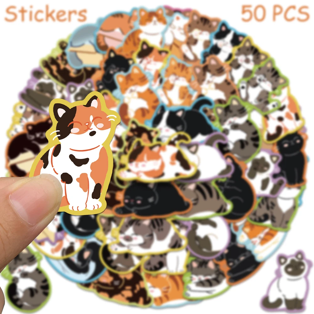 50 قطعة الكرتون لطيف القط ملصقات الشارات للهاتف المحمول سجل القصاصات حقيبة خوذة Graffiti بها بنفسك الكتابة على الجدران ملصقات الجمالية الهدايا الإبداعية #4
