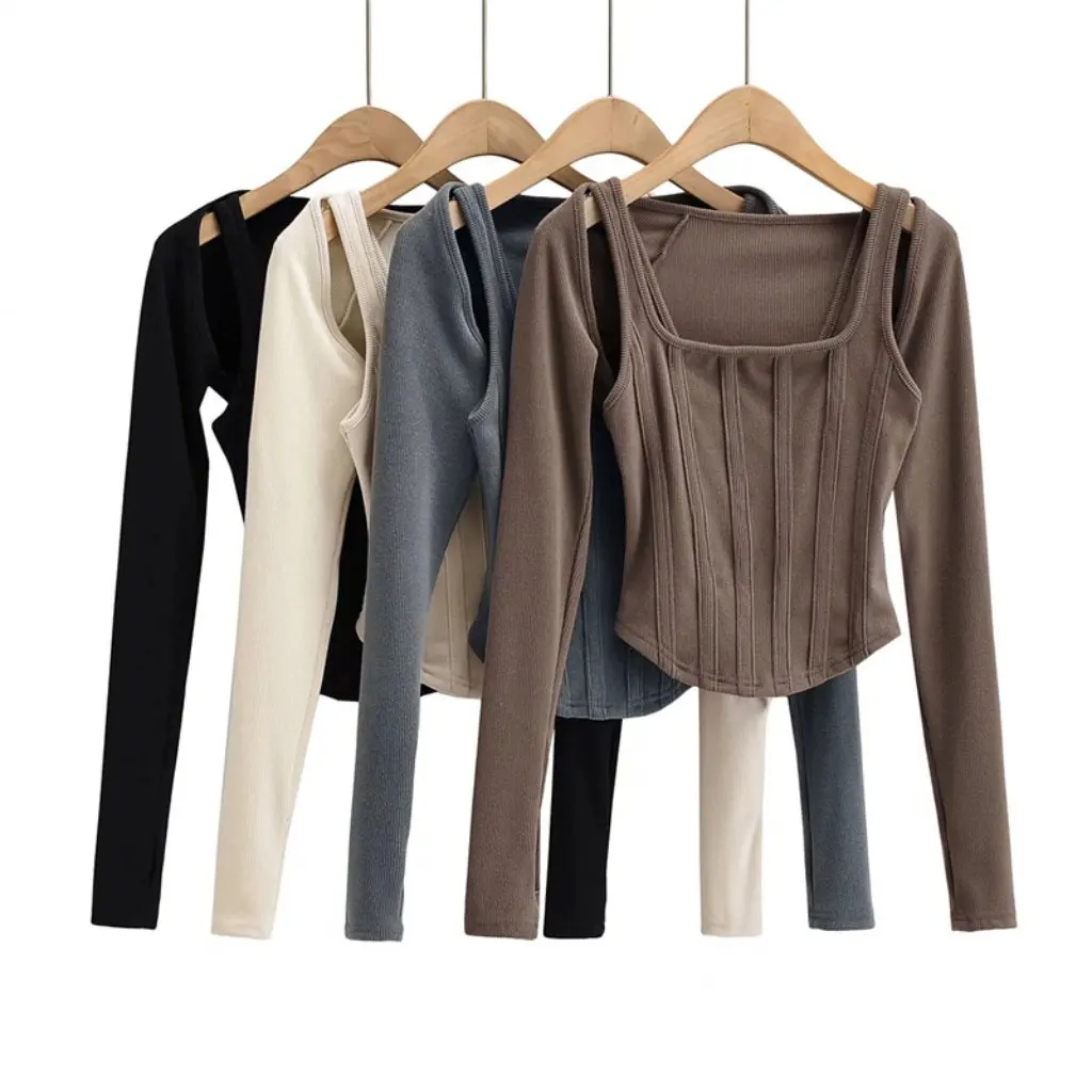 

Женский весенний жилет для похудения с рыбьей косточкой, слинг с длинными рукавами, комплект из двух предметов, пояс, дизайн с узкой талией