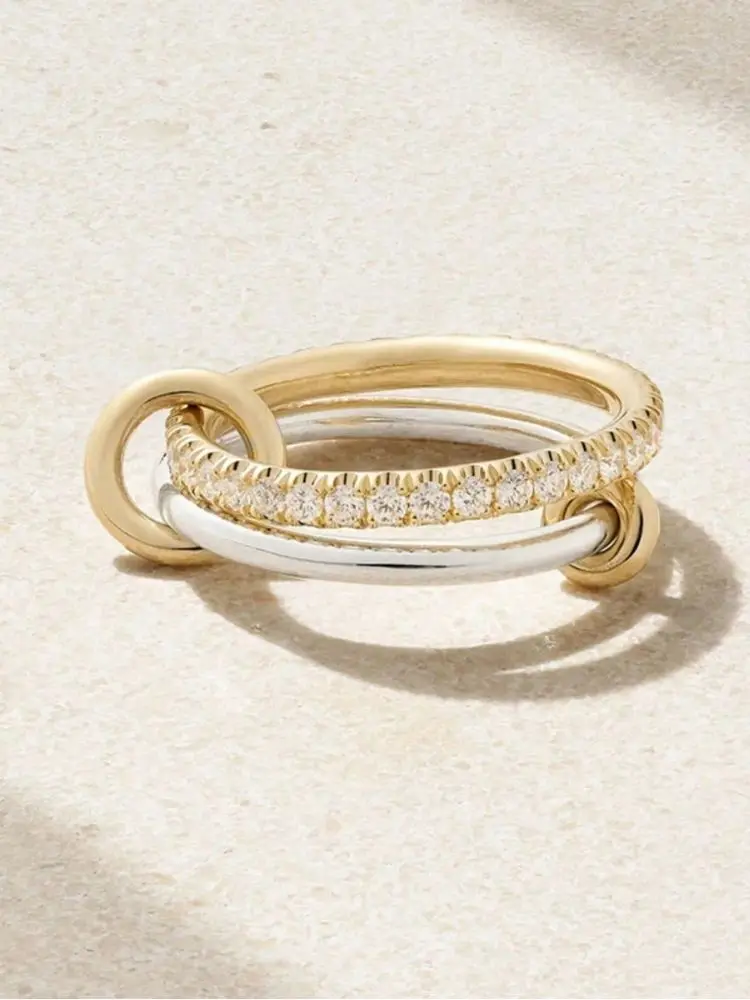 خاتم فضة استرليني 925 عصري بسيط متعدد الطبقات مستدير من الزركون للنساء الذكرى السنوية الفاخرة عالية الجودة مجوهرات راقية #4