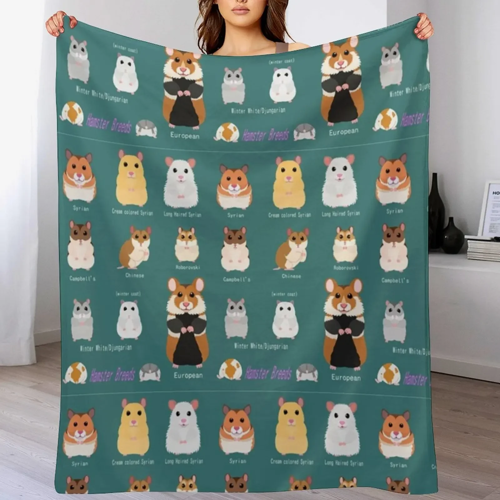 Hamster Breeds syrian hamster Throw Blanket Beautifuls Thin Cute Blankets