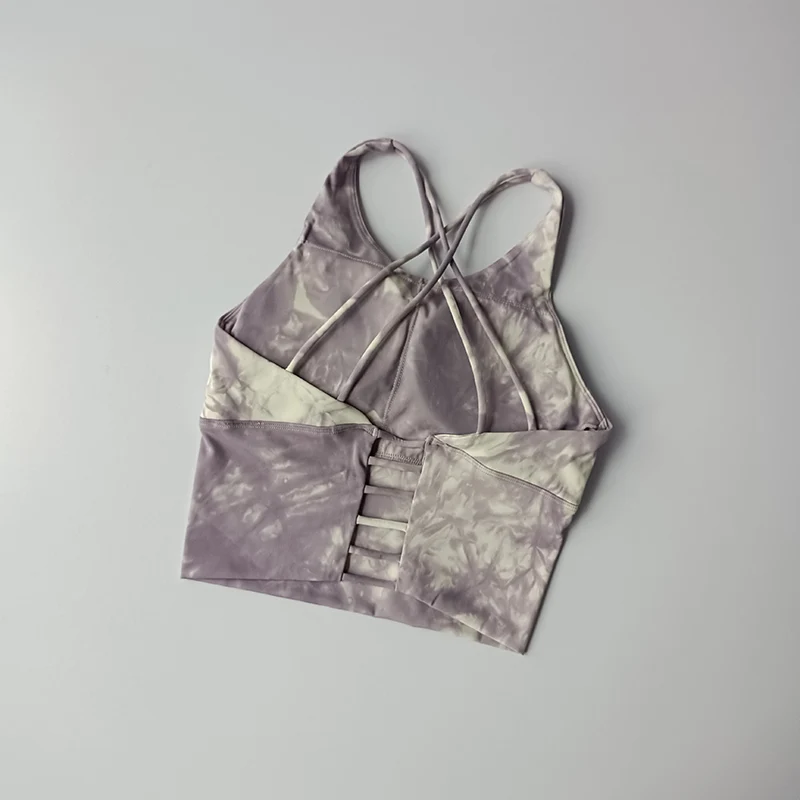 Tie-Dye Sportunterwäsche für Frauen Stoßfester Stoßdämpfender Lauf-BH mit Schönheitsrücken-Weste, Push-up-BH, Fitnessanzug, Yoga-Anzug – Detail 4