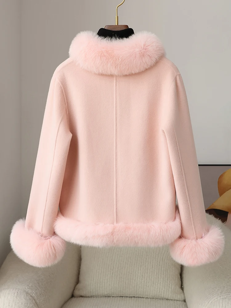 Double-Sided Wool Coats Autumn Winter Jacket Cloak Imitation Fur Coat Ladies New Women's Female Outerwear Fashion Women Clothing