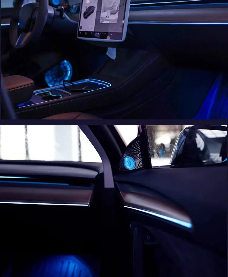 Tesla Atmosfera Light para Model 3 Y, LED especial, RGB, escultura radiante, 512 cores, Mobile App, tela do veículo, controle de cores