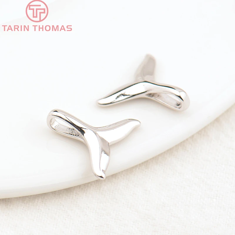(268)10x11MM 14x15MM 24K Gold Color Plated Brass Whale Tail Charm Pendants for Jewelry Making Findings Accessories