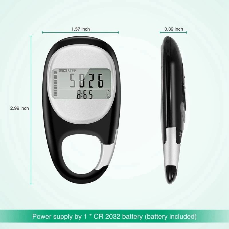 ポータブル歩行歩数計,3Dステップカウンター,カラビナ付きのシンプルな電子歩数計,簡単なインストール