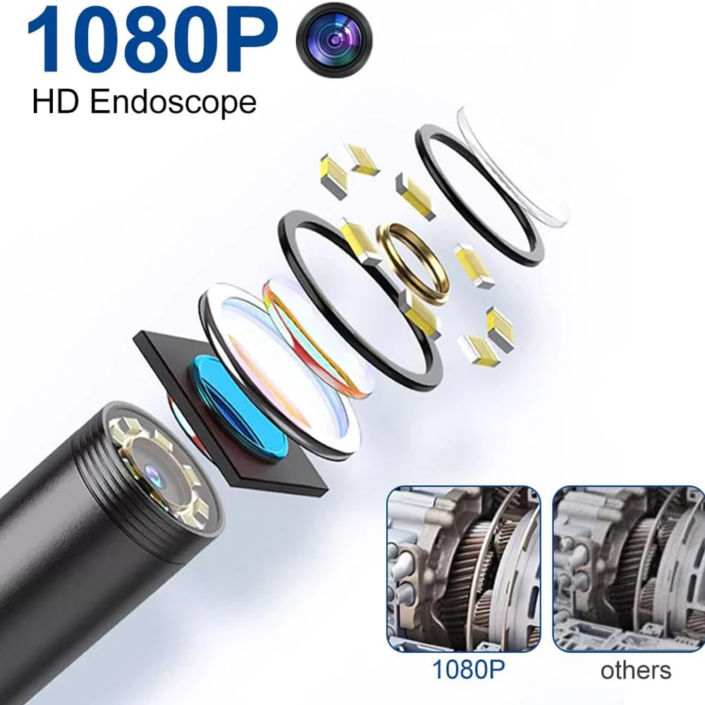 Type-C Endoscope Camera 1080P 2MP Hard Cable 1/3/5M Inspection Camera Car Pipeline Borescope For Android IOS iphone(15,16)